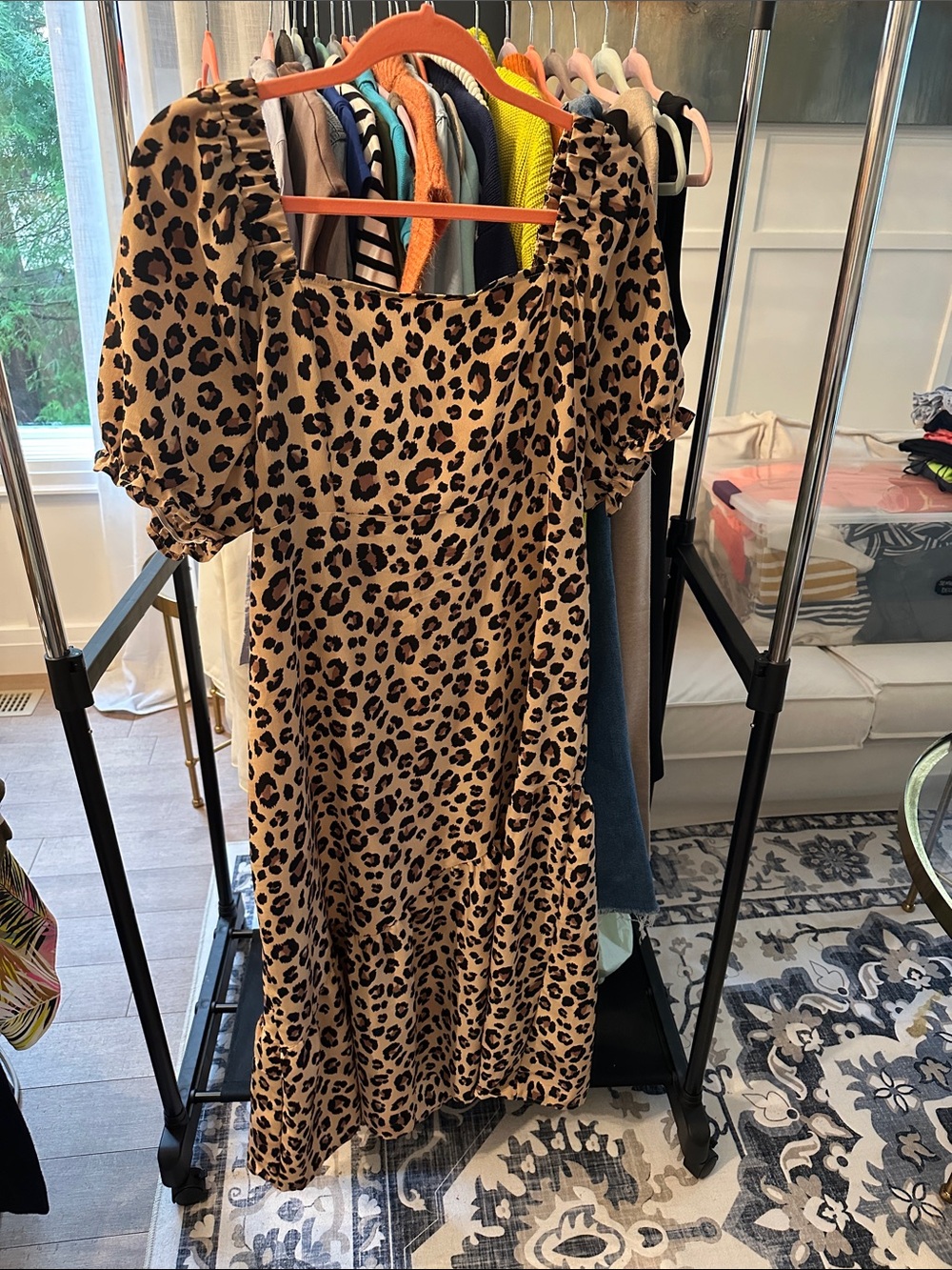 New Look Leopard Print Midi Dress in Tan and Black